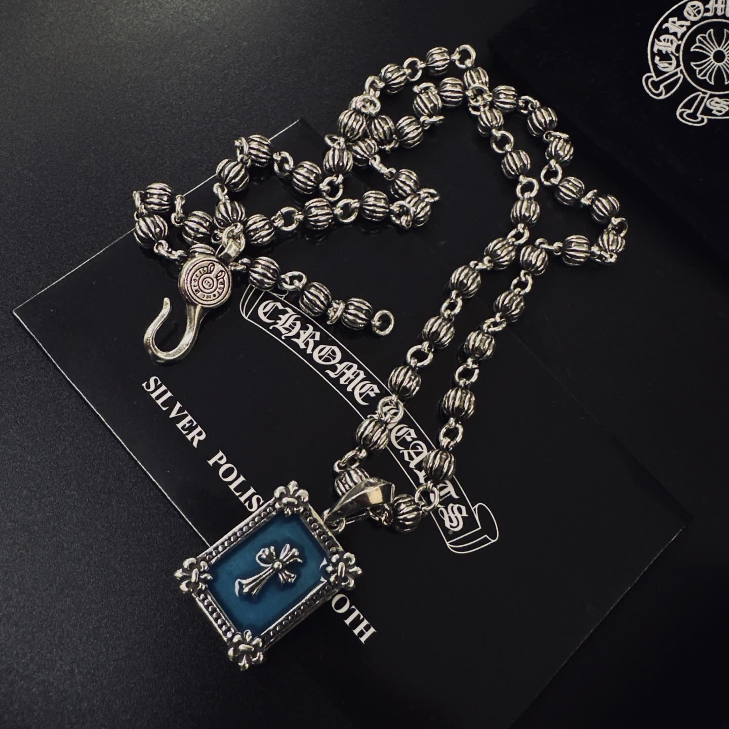 Chrome Hearts Silver Cross Pendant Necklace